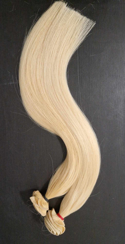 Kazakh human hair extensions, machine wefted, custom coloured