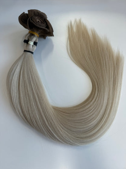 Kazakh human hair extensions, machine wefted, custom coloured